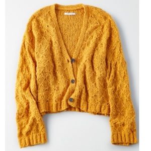 American Eagle Mix Stitch Cropped Cardigan Size S